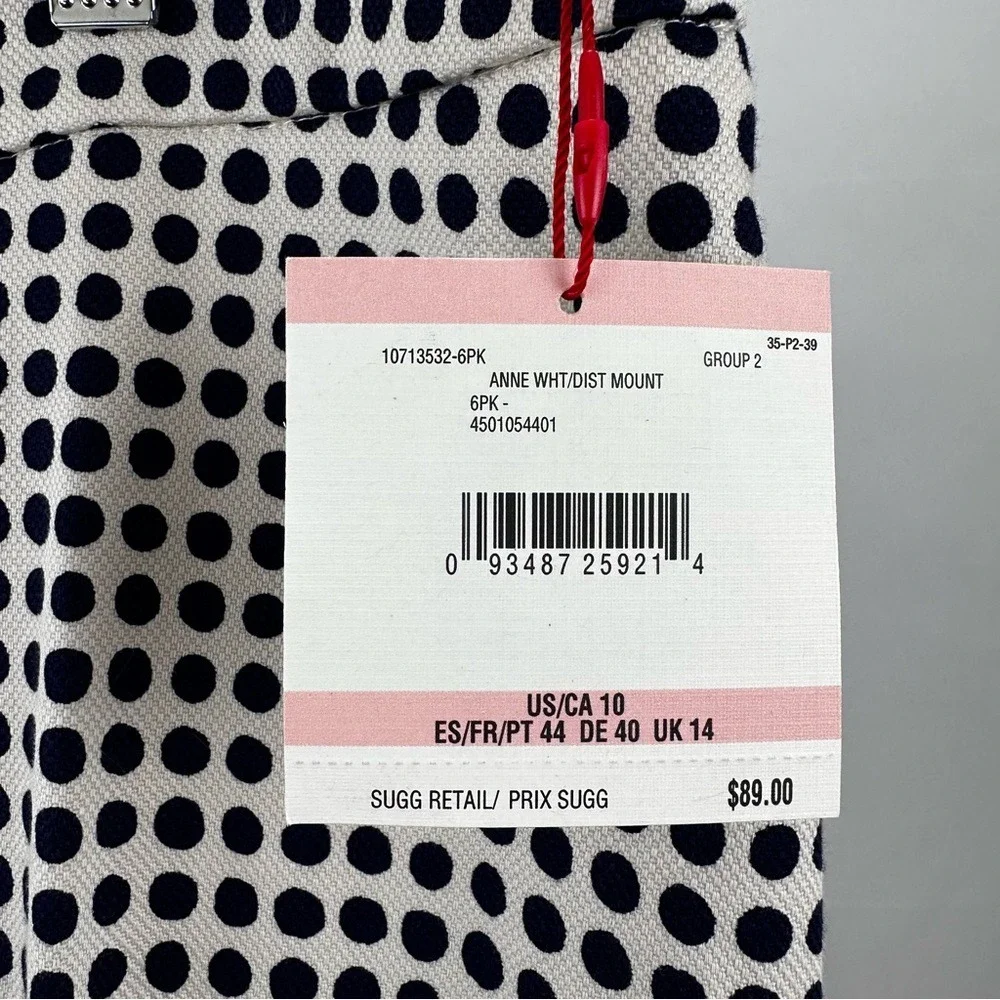 Navy Blue Polka Dot Dress Pants‎ Anne Klein Women's Size 10 White Office Casual - Picture 5 of 16